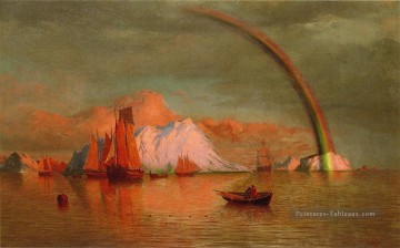  bradford art - Coucher de soleil arctique avec l’arc en ciel William Bradford